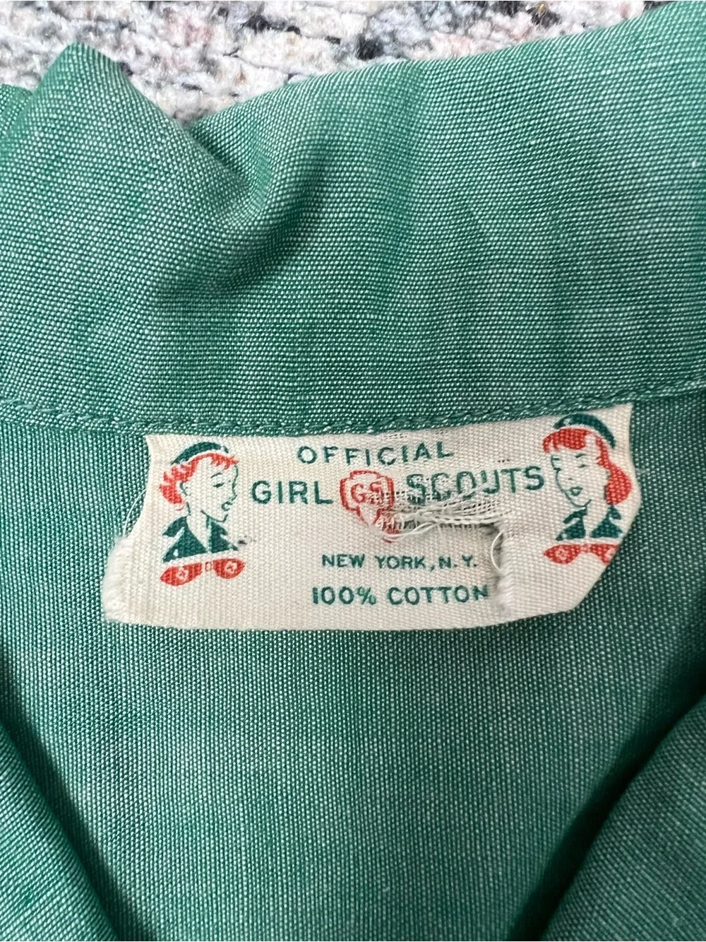 Vintage Official Girl Scout Dress 100% Cotton Green Girls 10/12